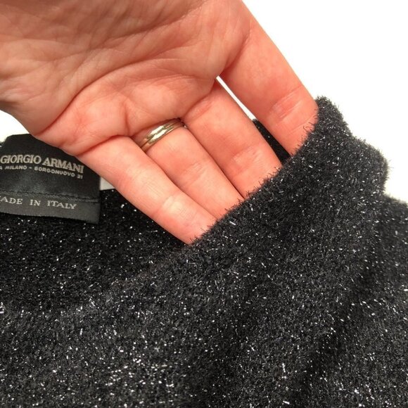 Vintage Giorgio Armani Italian Sparkle Glittery Shimmer Crewneck Sweater Top - Picture 5 of 12
